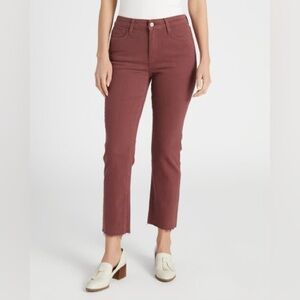 Vervet High Rise Slim Straight Jeans in Burgundy